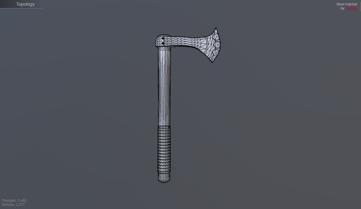 Custom Medieval Hatchet Low-poly 3D model_10