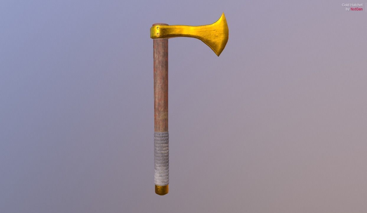 Custom Medieval Hatchet Low-poly 3D model_6