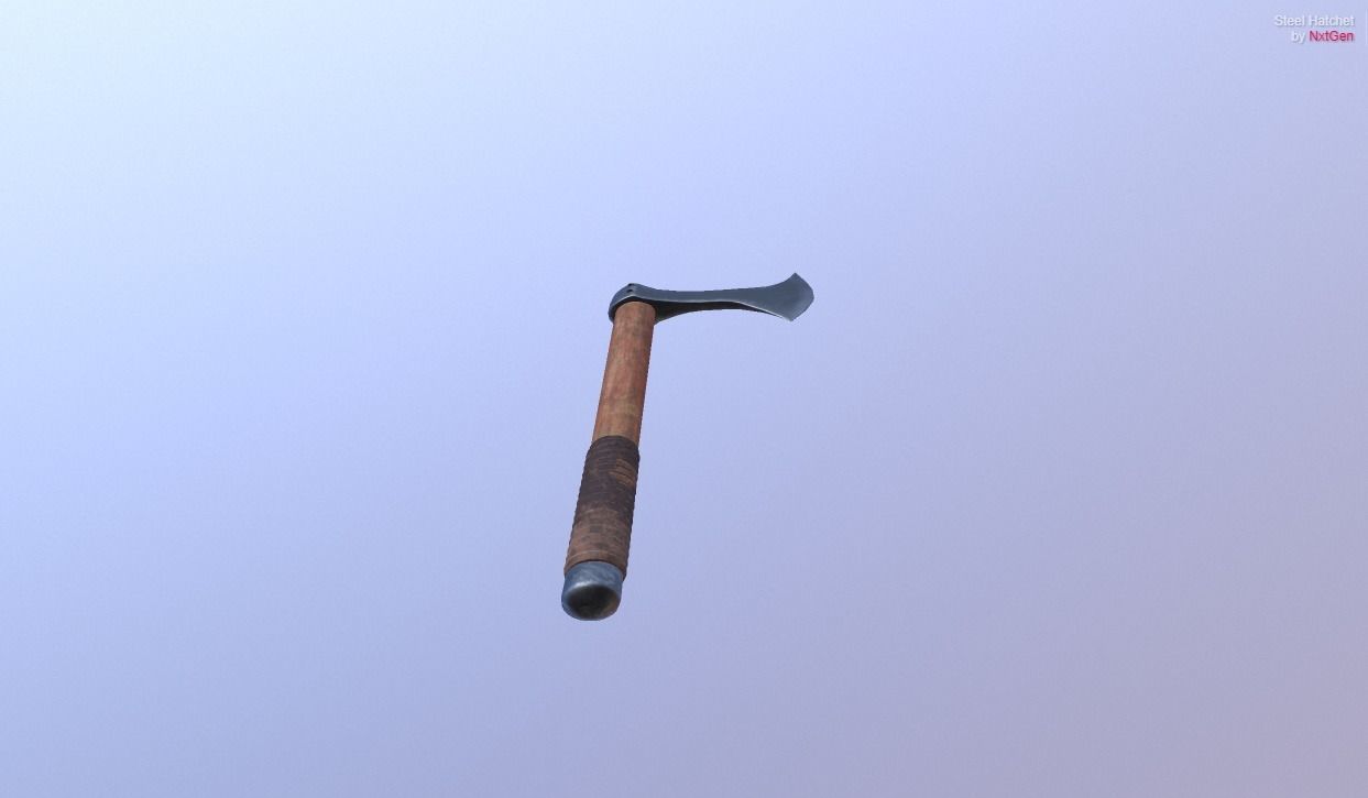 Custom Medieval Hatchet Low-poly 3D model_8