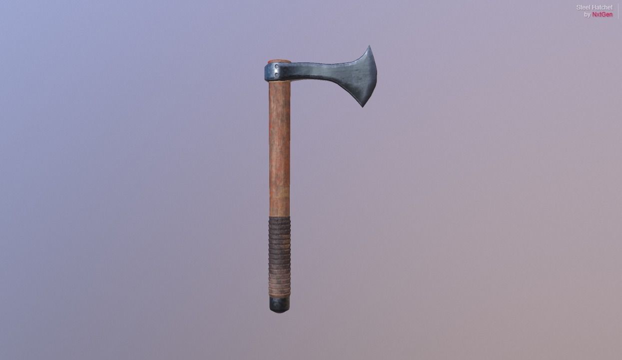 Custom Medieval Hatchet Low-poly 3D model_7