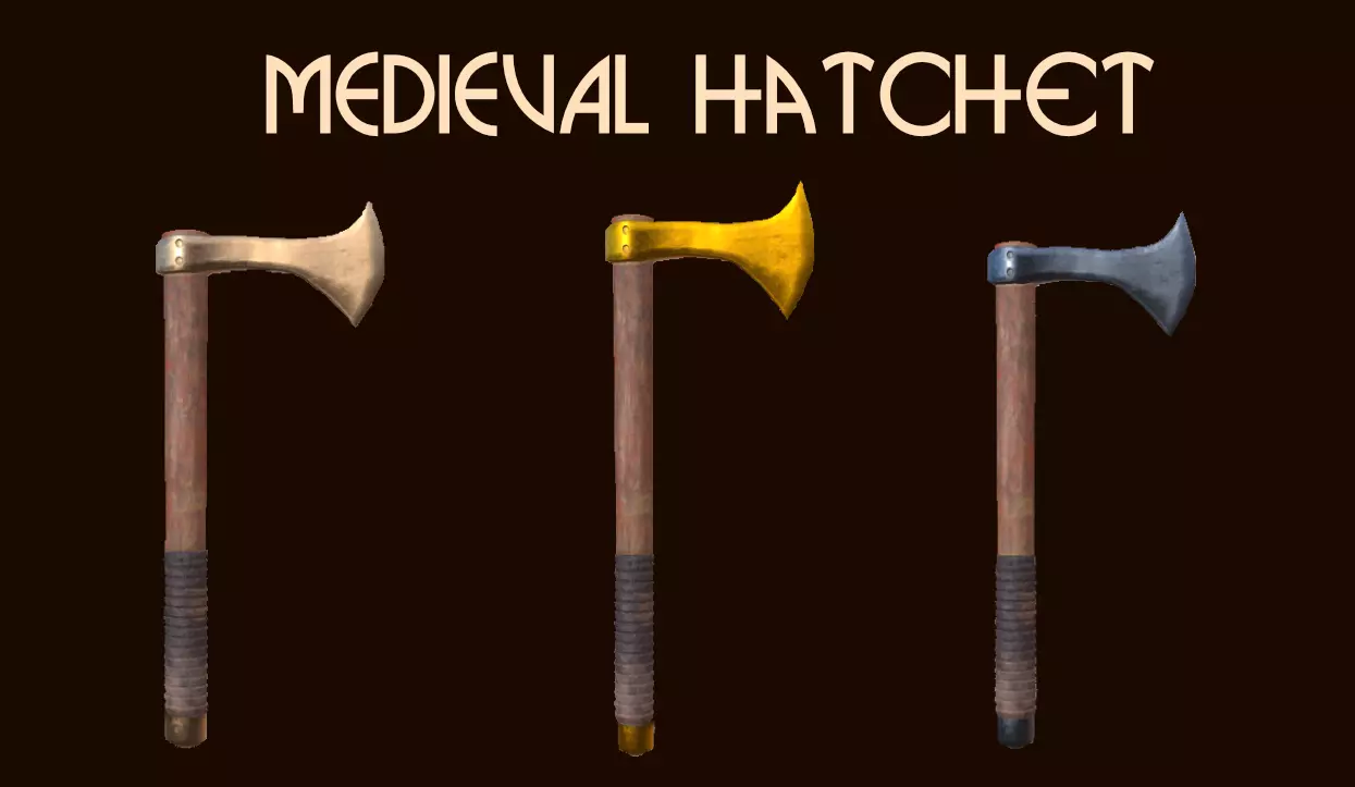 Custom Medieval Hatchet Low-poly 3D model_0