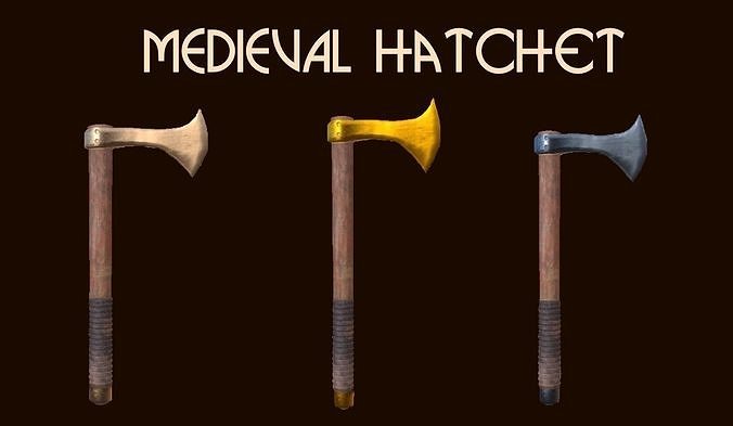 Custom Medieval Hatchet Low-poly 3D model