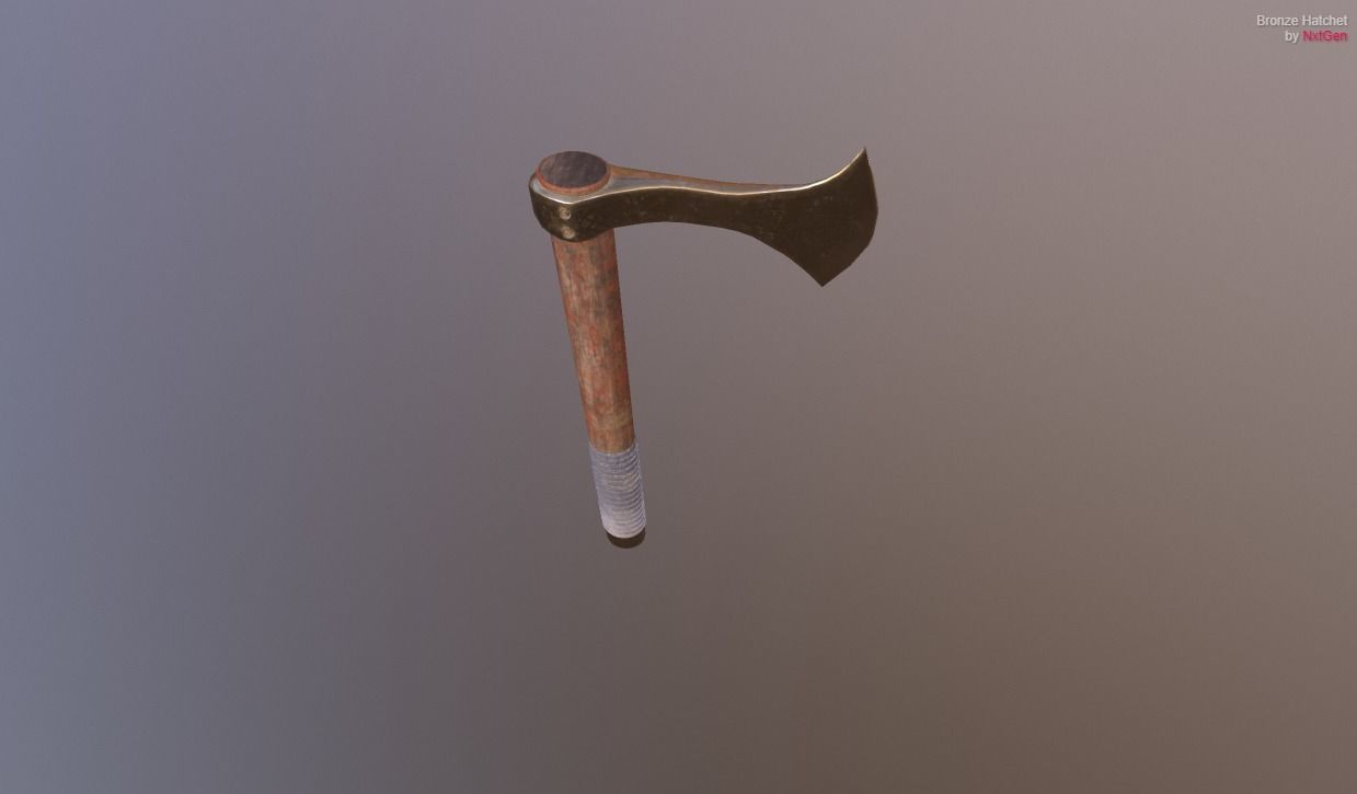 Custom Medieval Hatchet Low-poly 3D model_5