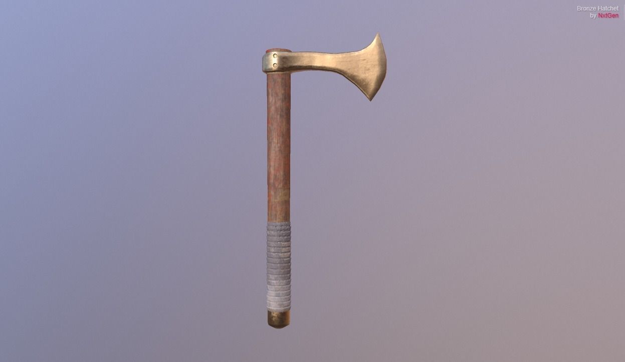 Custom Medieval Hatchet Low-poly 3D model_4