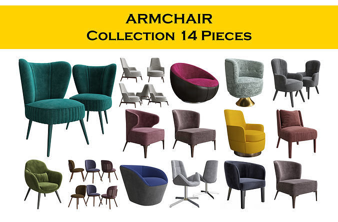 Chair Collection 14 pieces 3d model 3D model