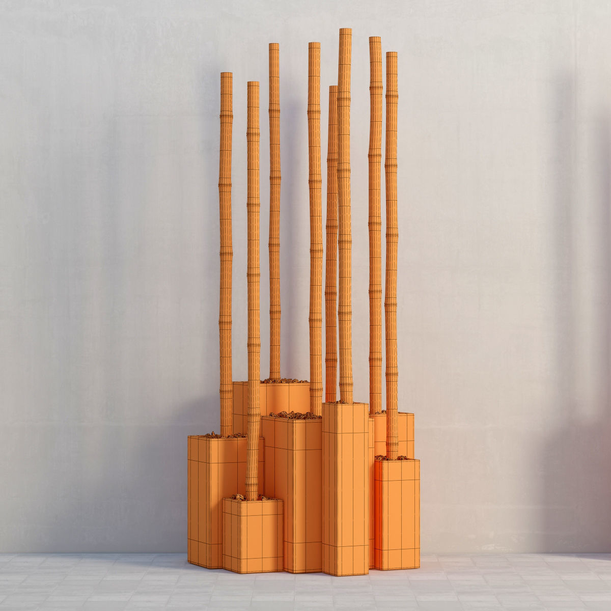 Bamboo decor color box 3D model_8