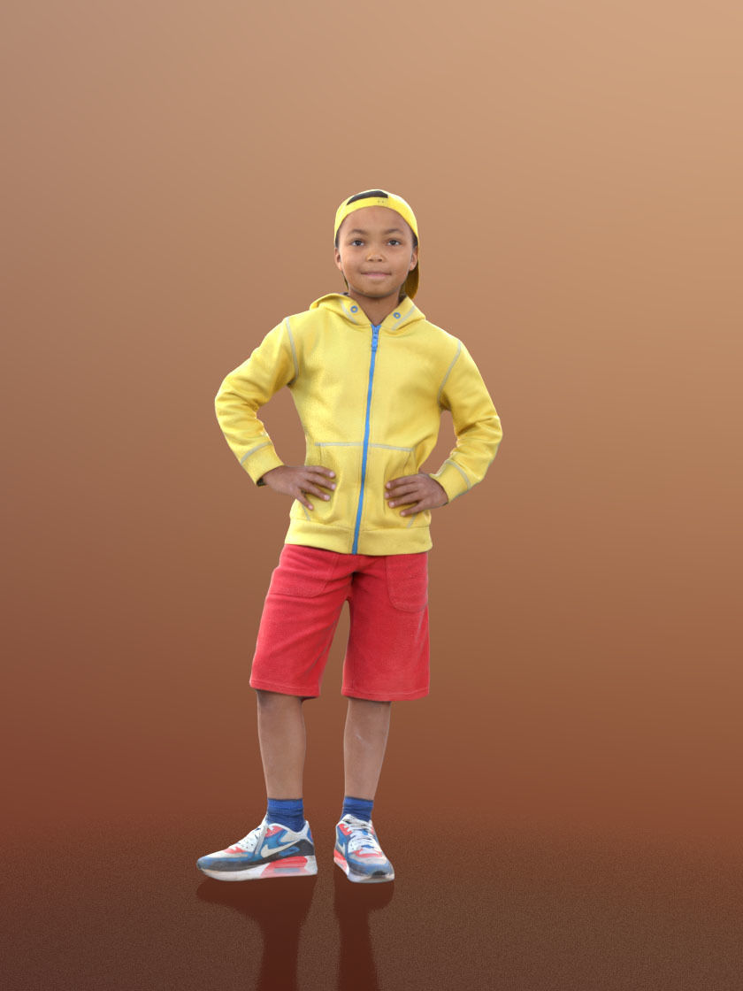 Zachary 10046 - Standing Child Low-poly 3D model_1