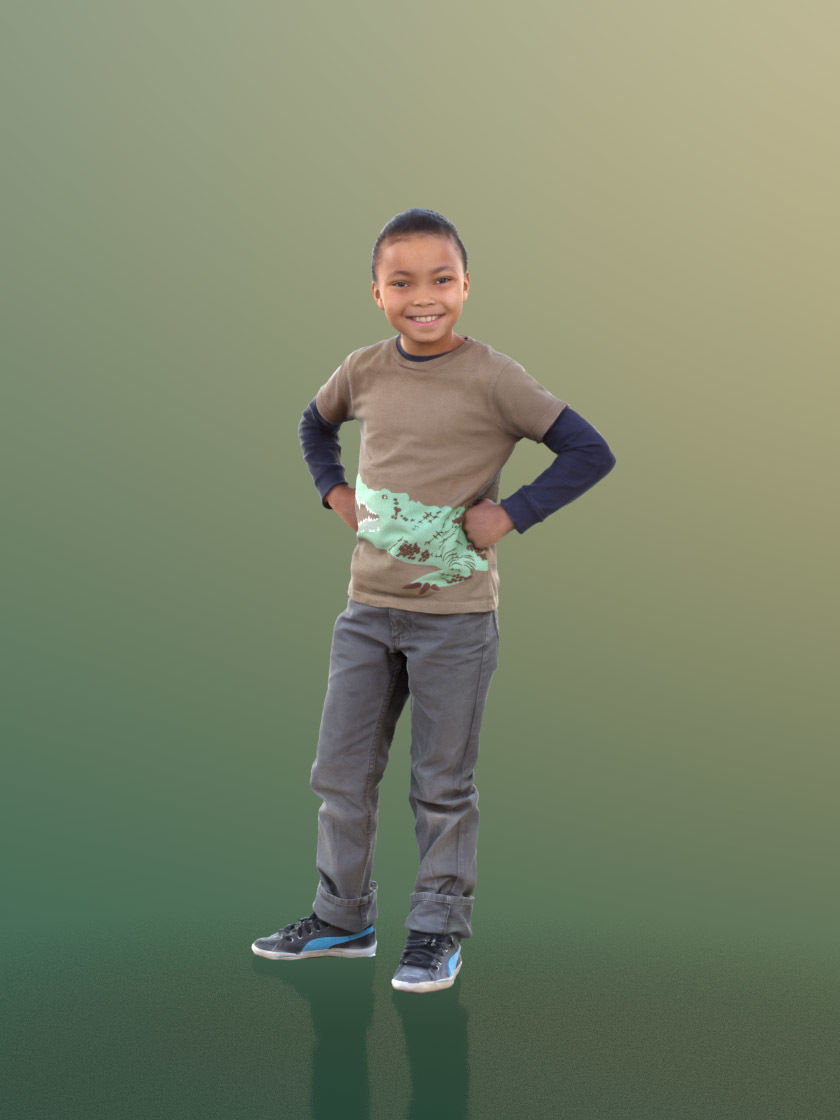 Zachary 10047 - Smiling Child Low-poly 3D model_1