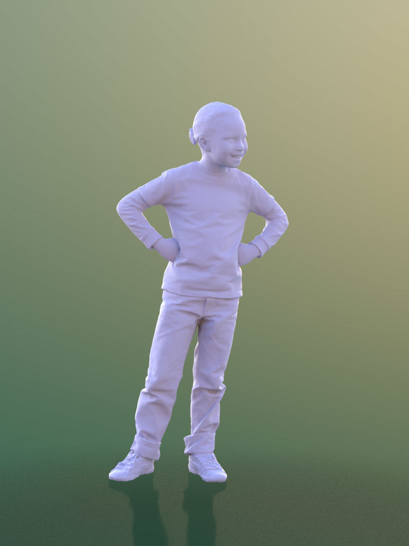Zachary 10047 - Smiling Child Low-poly 3D model_4
