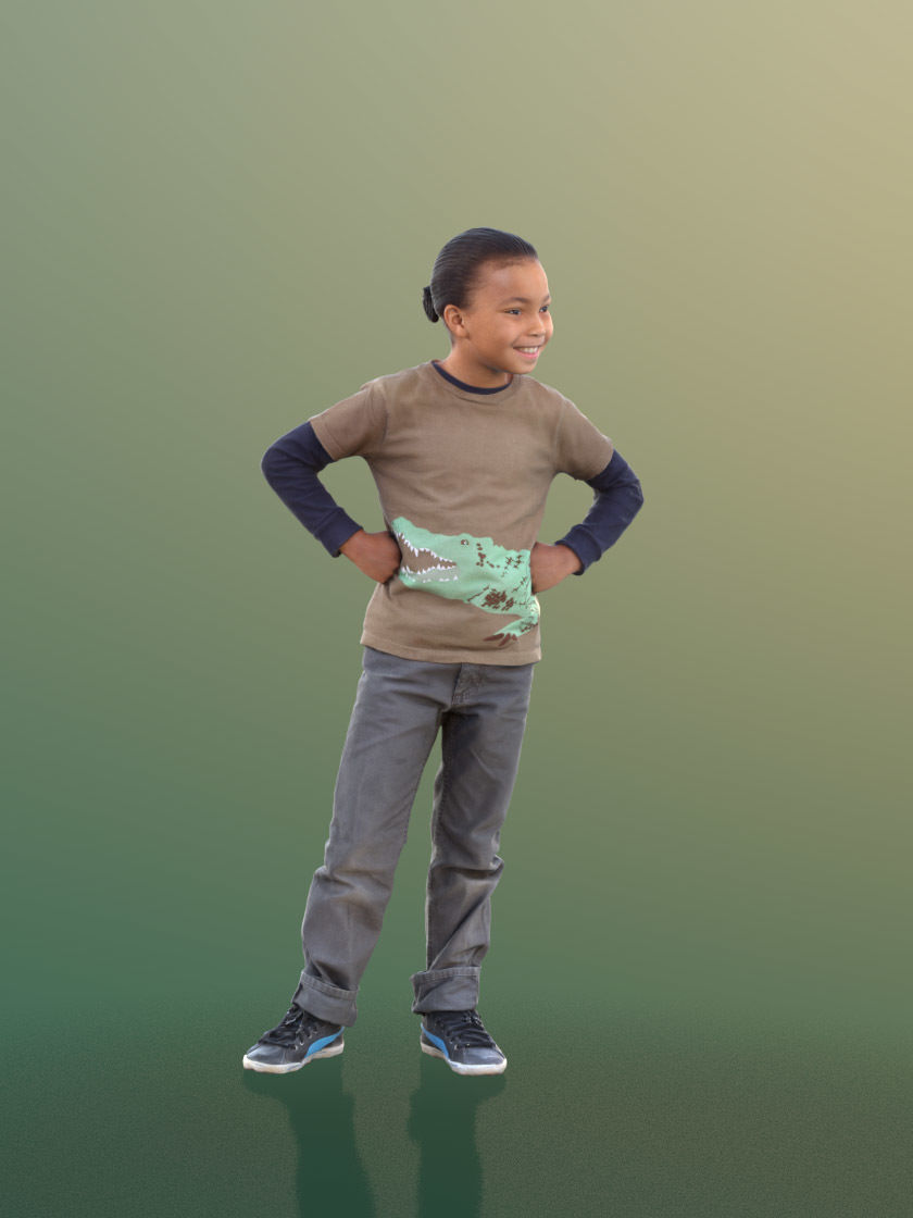 Zachary 10047 - Smiling Child Low-poly 3D model_2