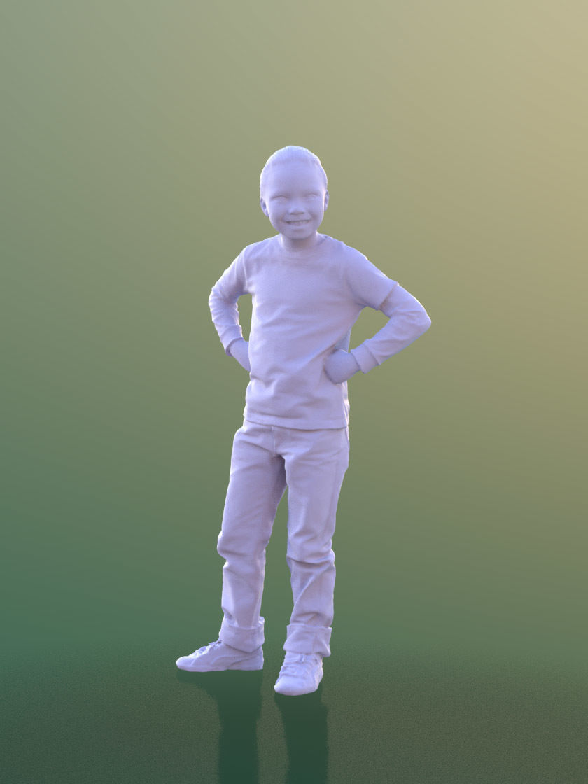 Zachary 10047 - Smiling Child Low-poly 3D model_3
