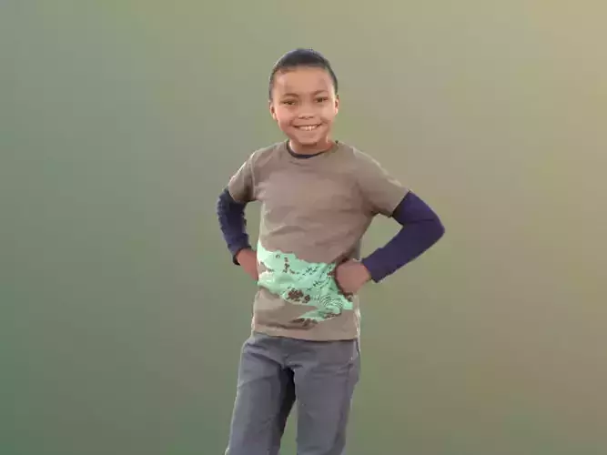 Zachary 10047 - Smiling Child Low-poly 3D model