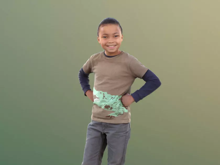 Zachary 10047 - Smiling Child Low-poly 3D model_0