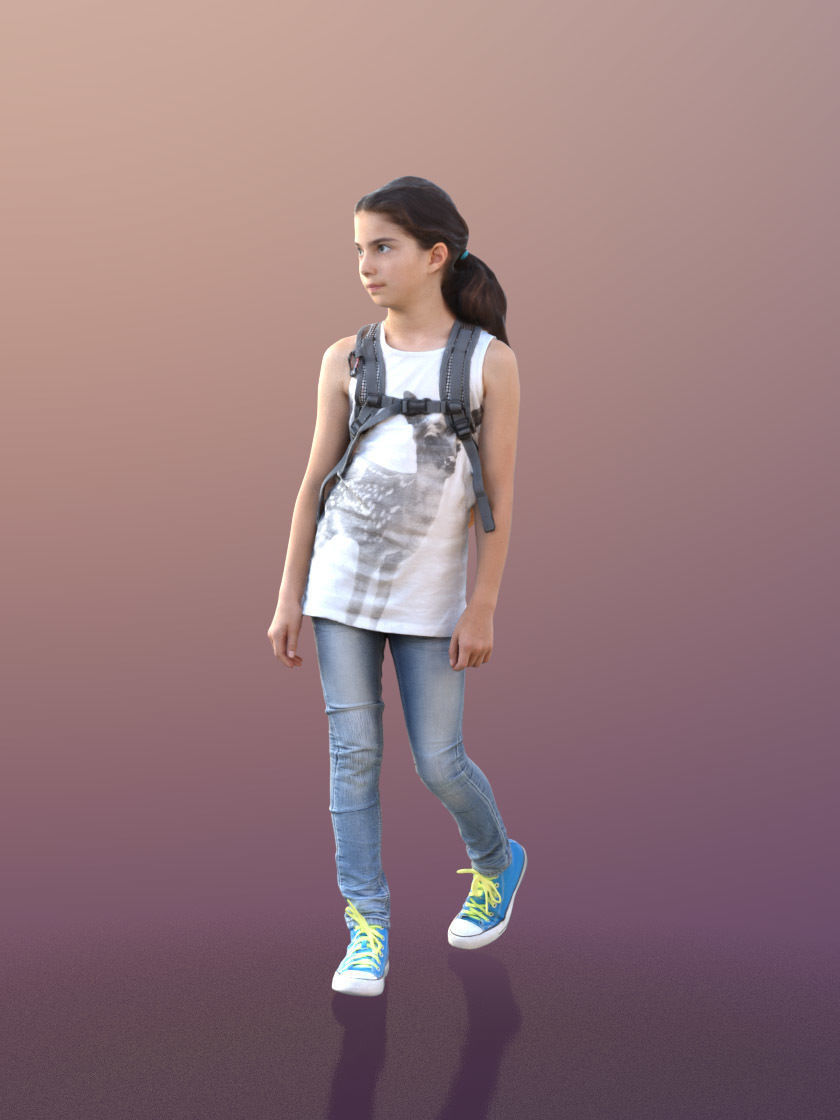 Sophie 10050 - Walking Casual Child Low-poly 3D model_2