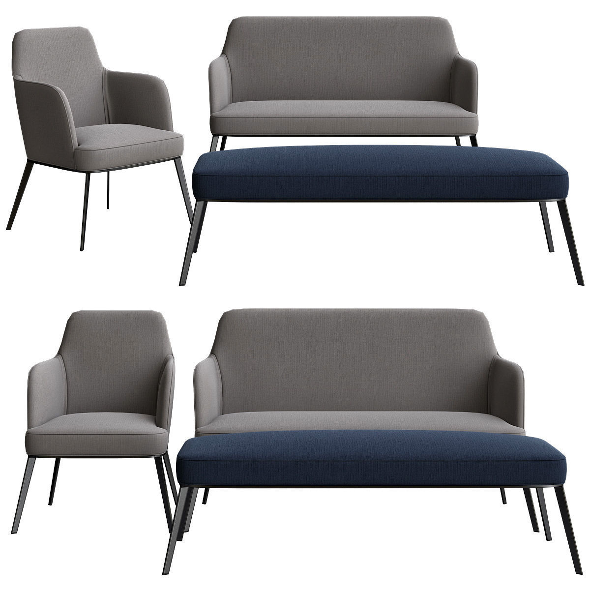 Chair - armchair and Barstool Collection 24 pieces 3d model 3D model_16
