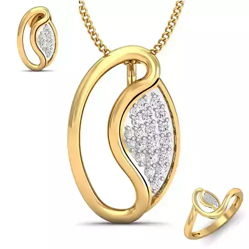 Women ring earrings pendant 3dm stl render detail 3D print model