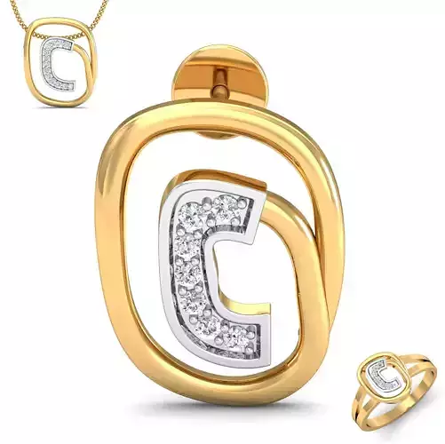 Women ring earrings pendant 3dm stl render detail 3D print model 3D print model