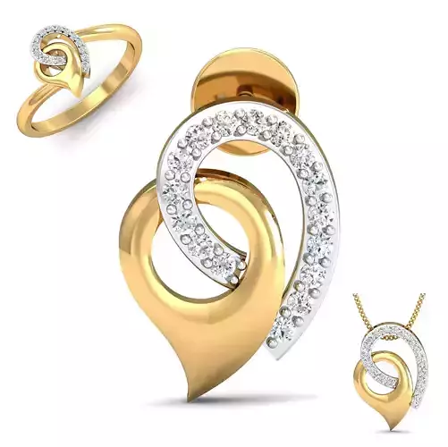 Women ring earrings pendant 3dm stl render detail 3D print model