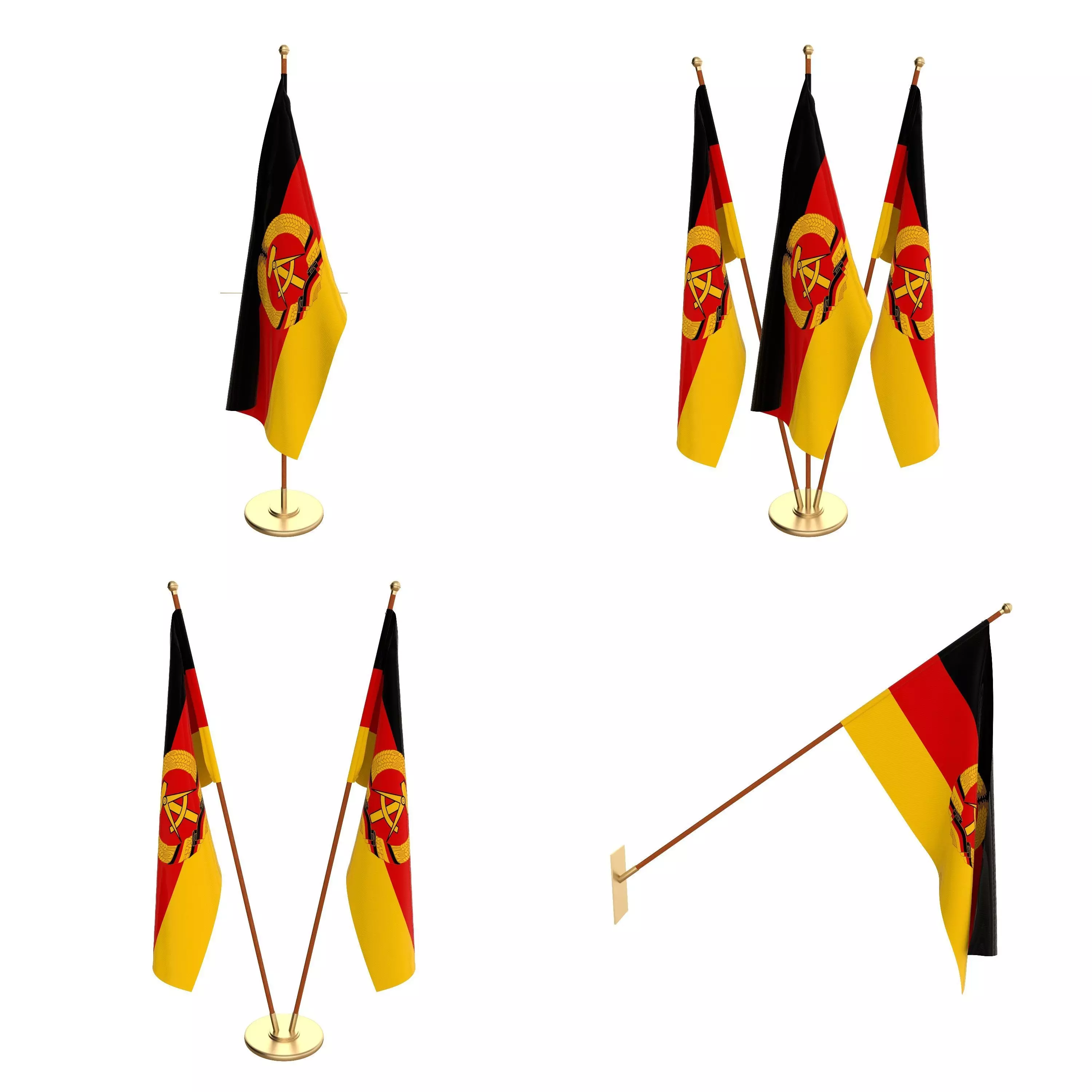East German Flag Pack 3D model_0