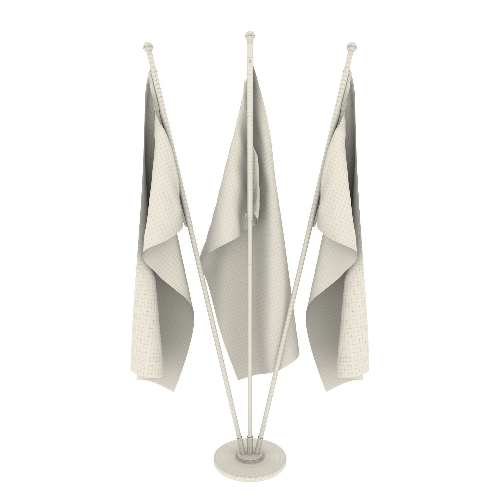 East German Flag Pack 3D model_4