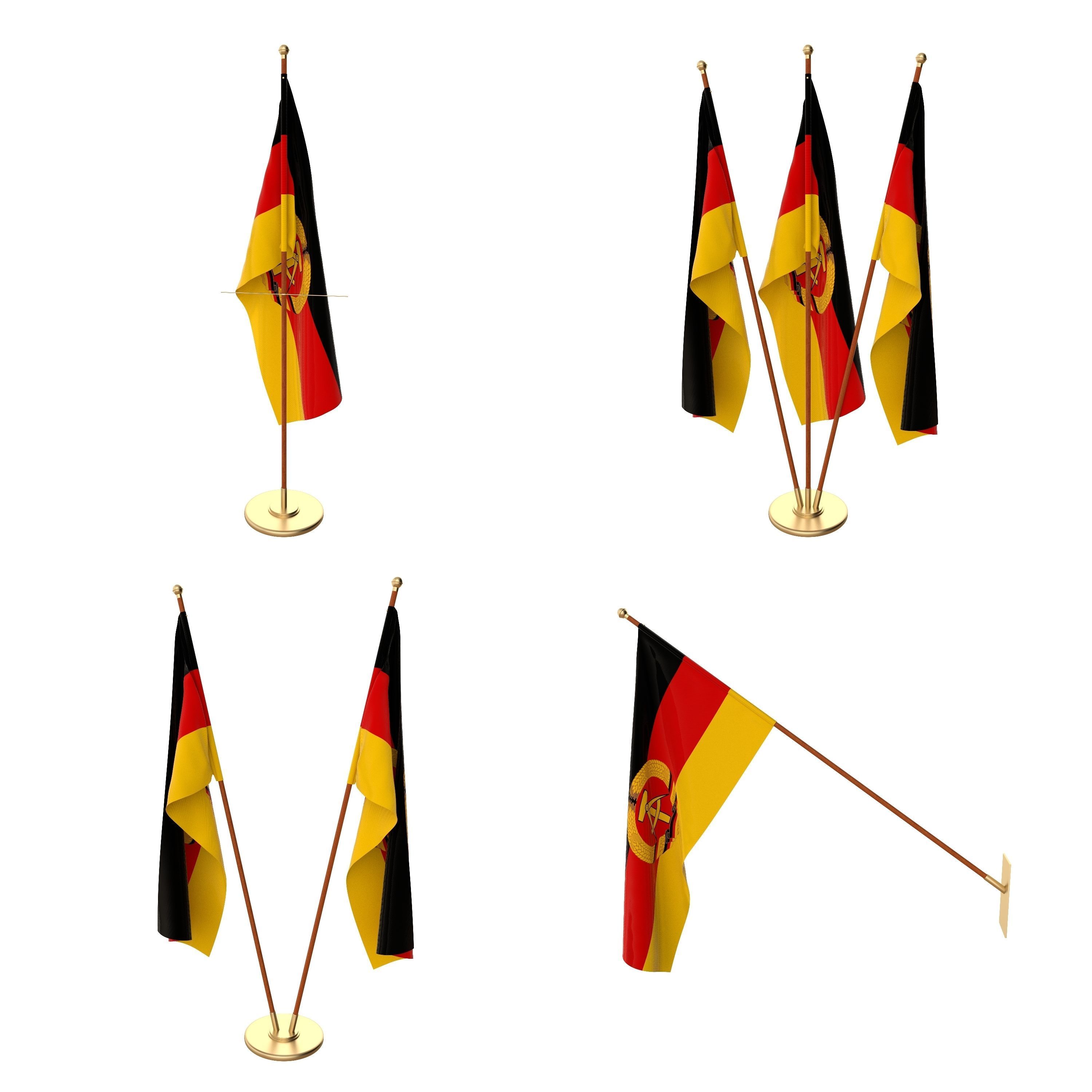 East German Flag Pack 3D model_1