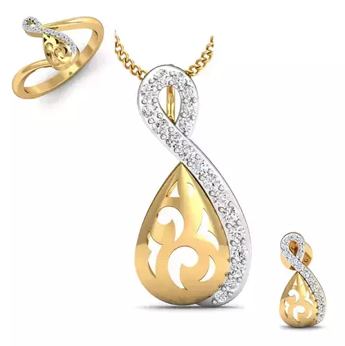 Women ring earrings pendant 3dm stl render detail 3D print model