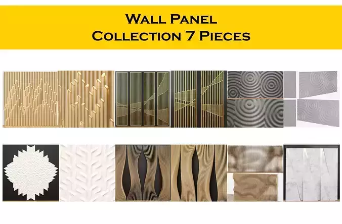 Wall Panel Collecyion 7 pieces 3d model