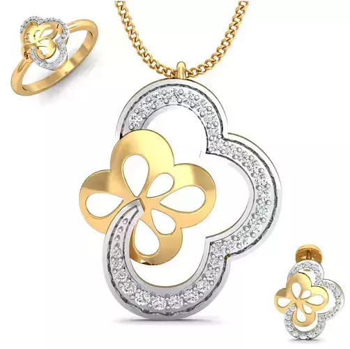 Women ring earrings pendant 3dm stl render detail 3D print model