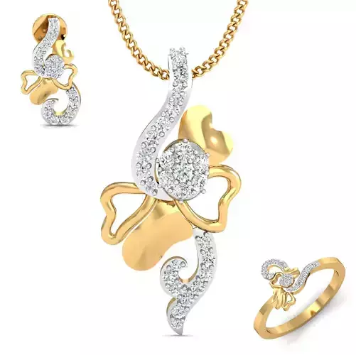 Women ring earrings pendant 3dm stl render detail 3D print model