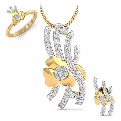 Women ring earrings pendant 3dm stl render detail 3D print model