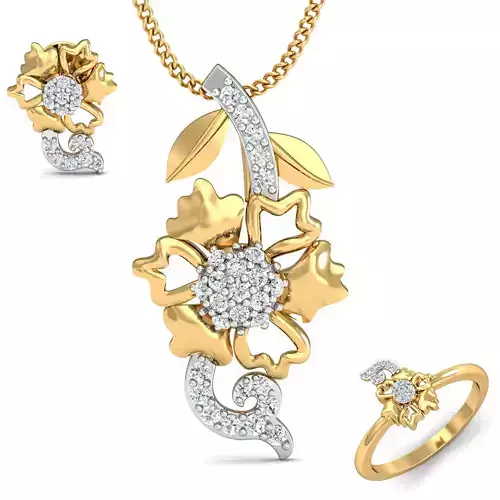 Women ring earrings pendant 3dm stl render detail 3D print model