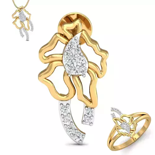 Women ring earrings pendant 3dm stl render detail 3D print model