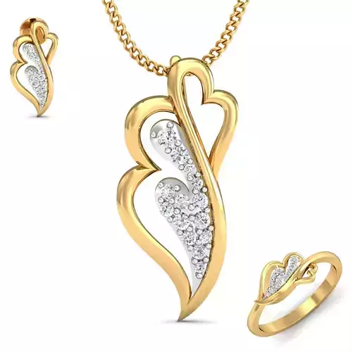 Women ring earrings pendant 3dm stl render detail 3D print model