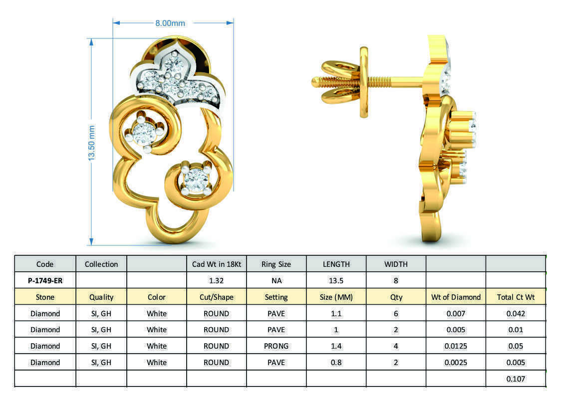 Women ring earrings pendant 3dm stl render detail 3D print model 3D print model_8