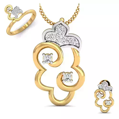 Women ring earrings pendant 3dm stl render detail 3D print model