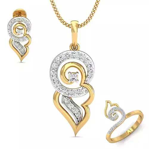 Women ring earrings pendant 3dm stl render detail 3D print model