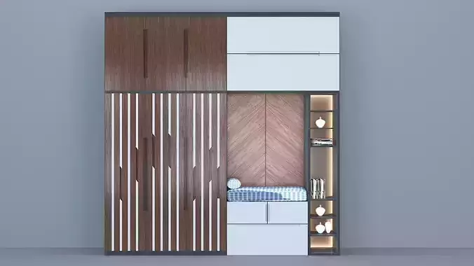 Wardrobe wooden cabinet with bed in it