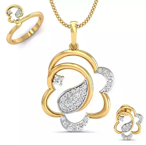 Women ring earrings pendant 3dm stl render detail 3D print model