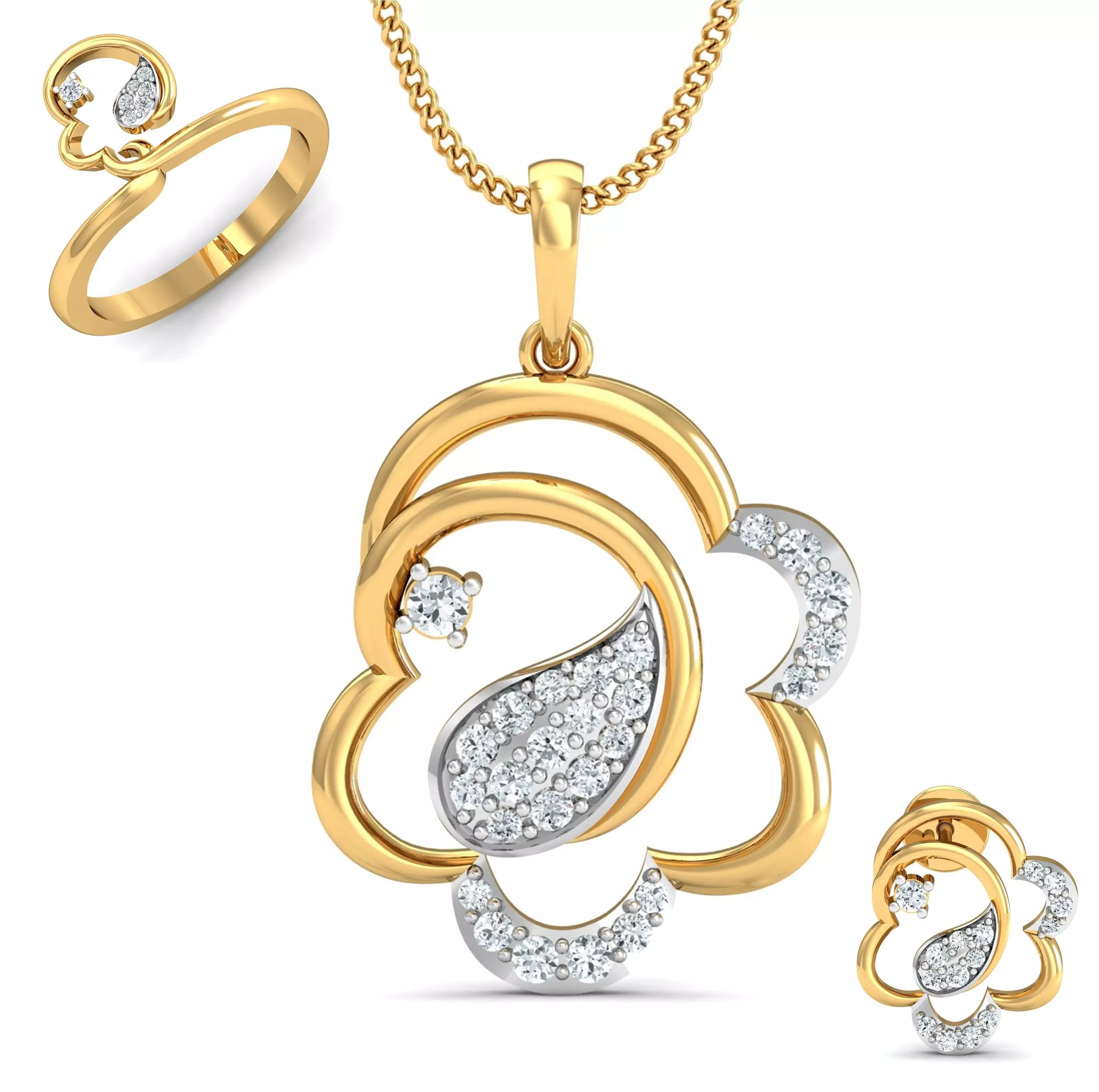 Women ring earrings pendant 3dm stl render detail 3D print model 3D print model_0