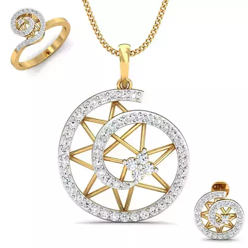 Women ring earrings pendant 3dm stl render detail 3D print model