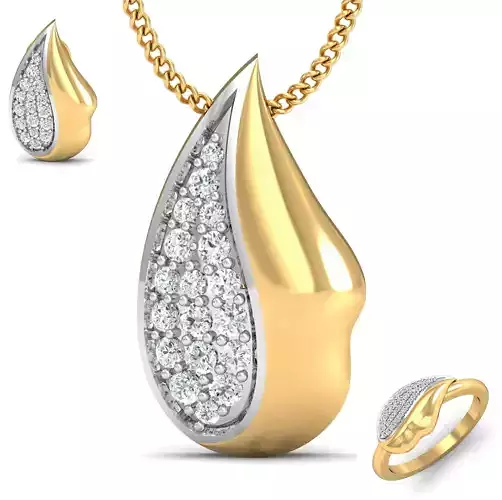 Women ring earrings pendant 3dm stl render detail 3D print model