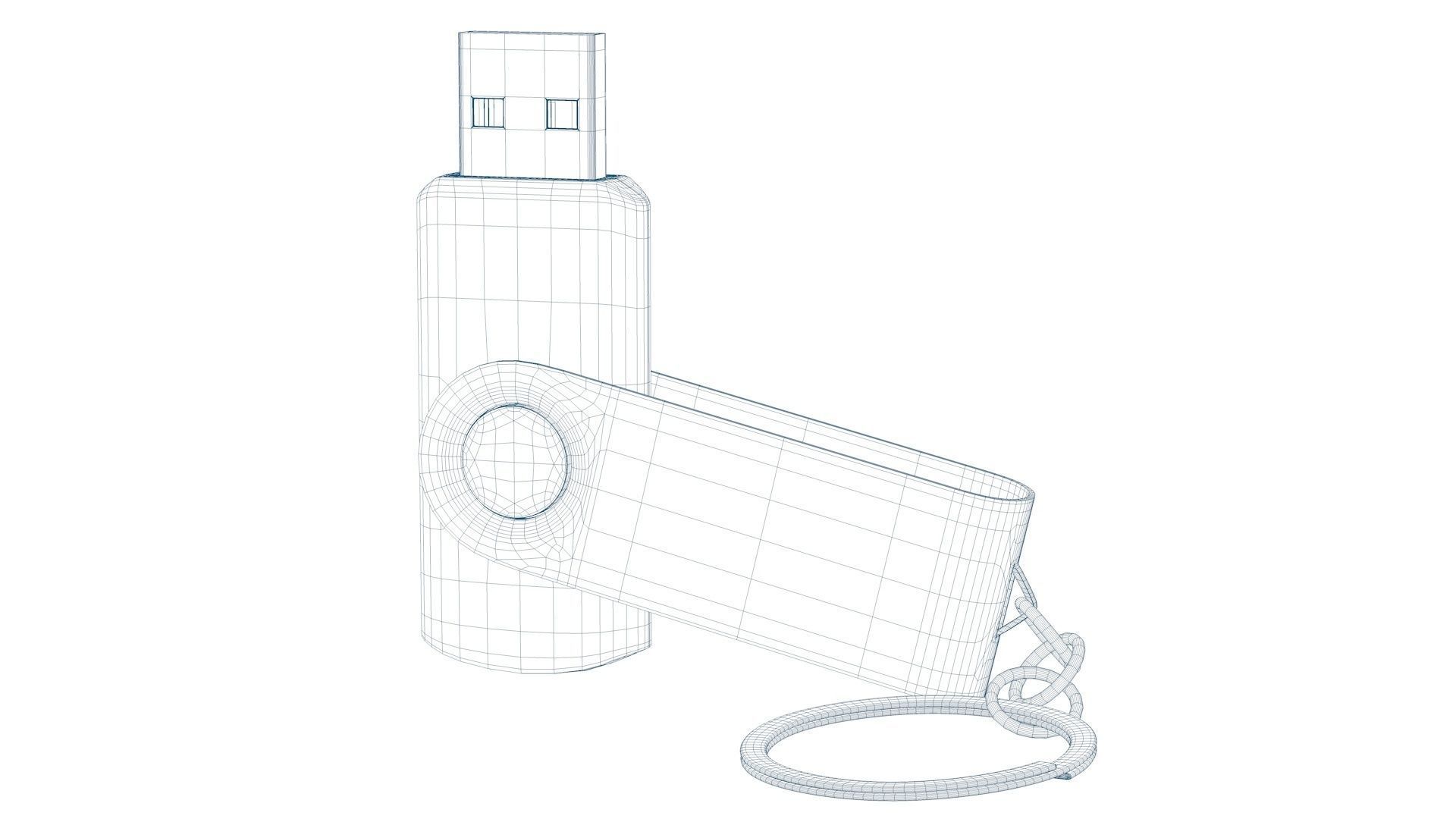 USB Stick Low and High Poly Version 3D Model Low-poly 3D model_6