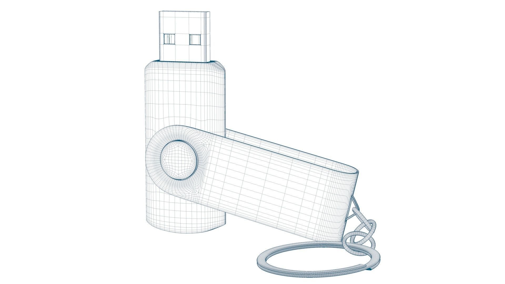 USB Stick Low and High Poly Version 3D Model Low-poly 3D model_7