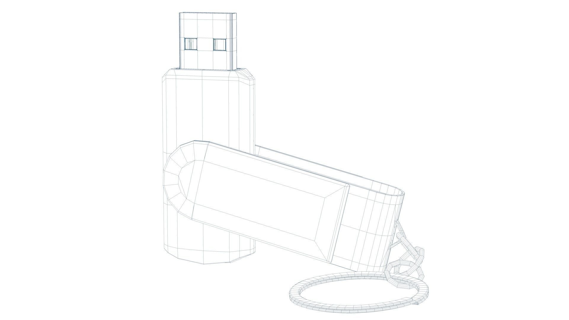 USB Stick Low and High Poly Version 3D Model Low-poly 3D model_8