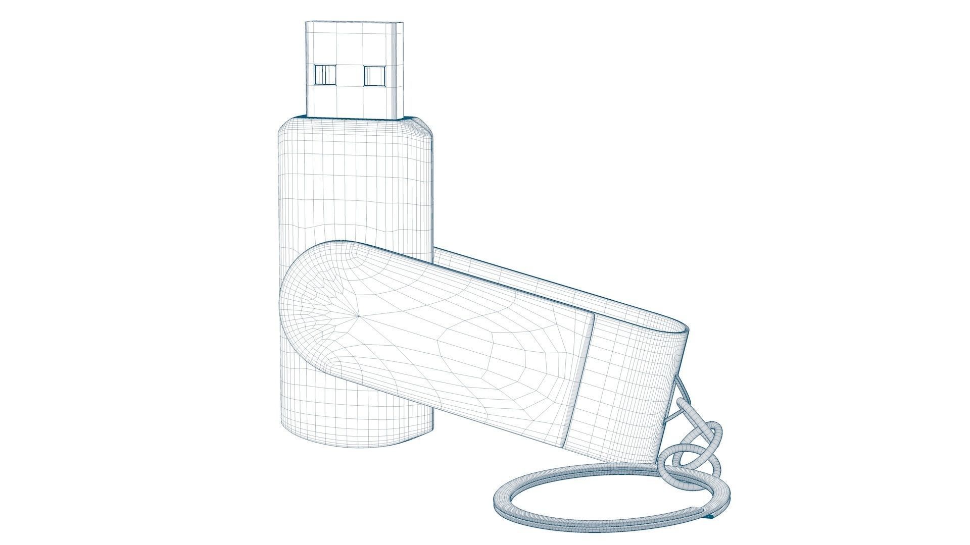 USB Stick Low and High Poly Version 3D Model Low-poly 3D model_10