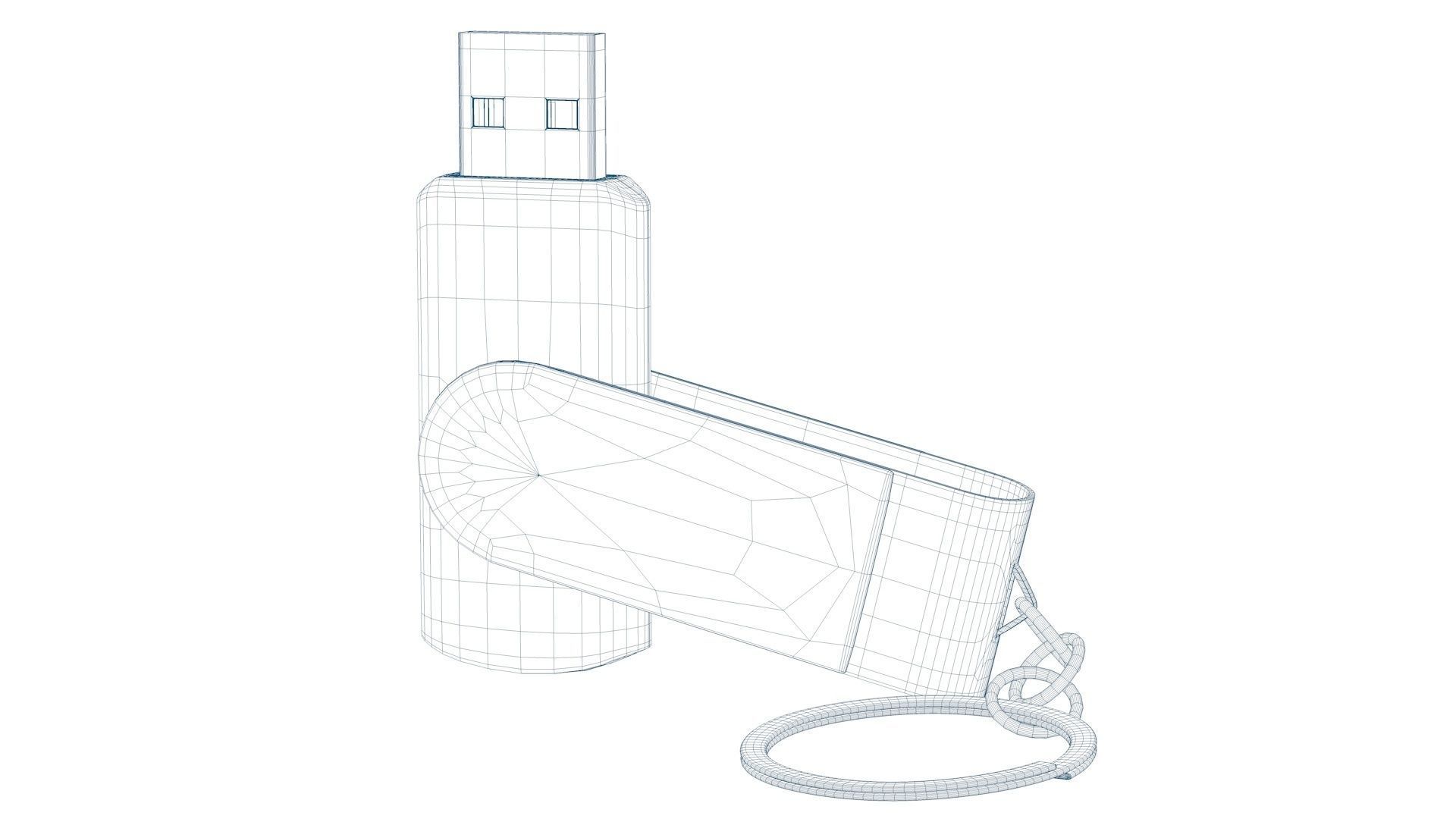 USB Stick Low and High Poly Version 3D Model Low-poly 3D model_9