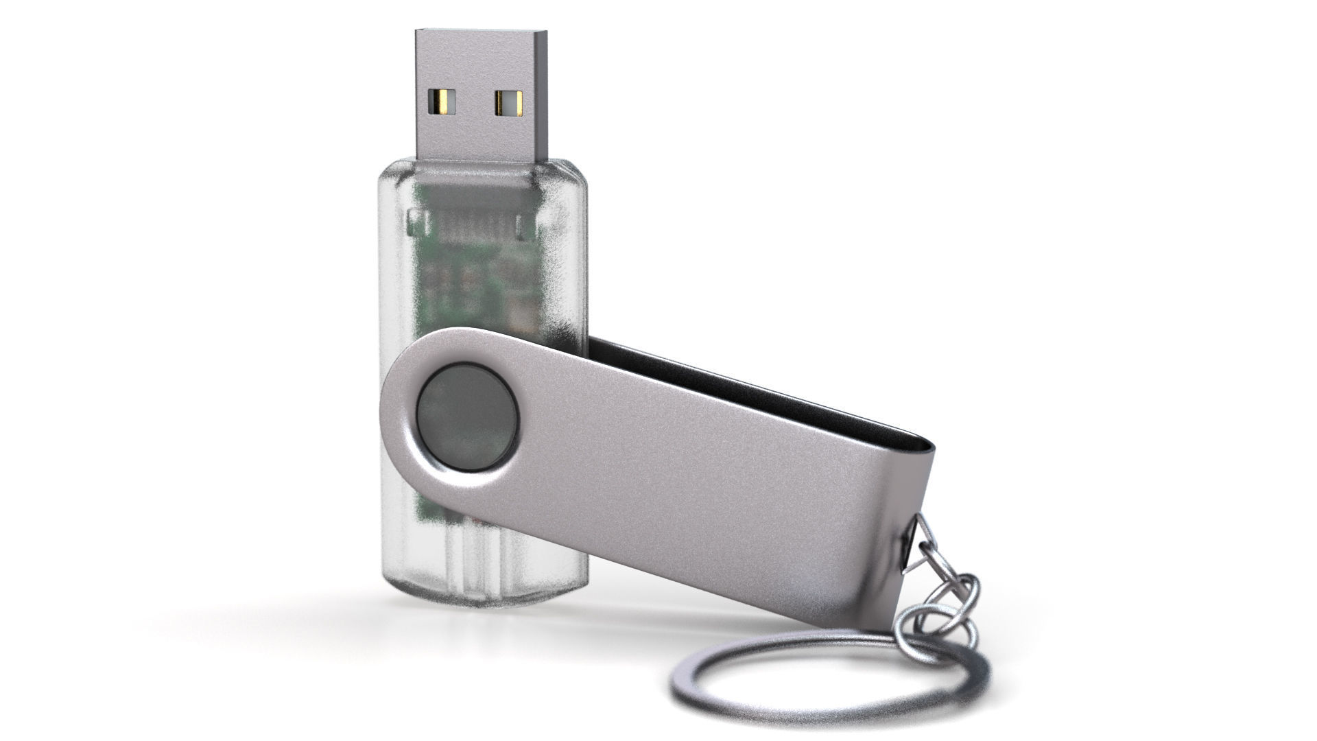 USB Stick Low and High Poly Version 3D Model Low-poly 3D model_1