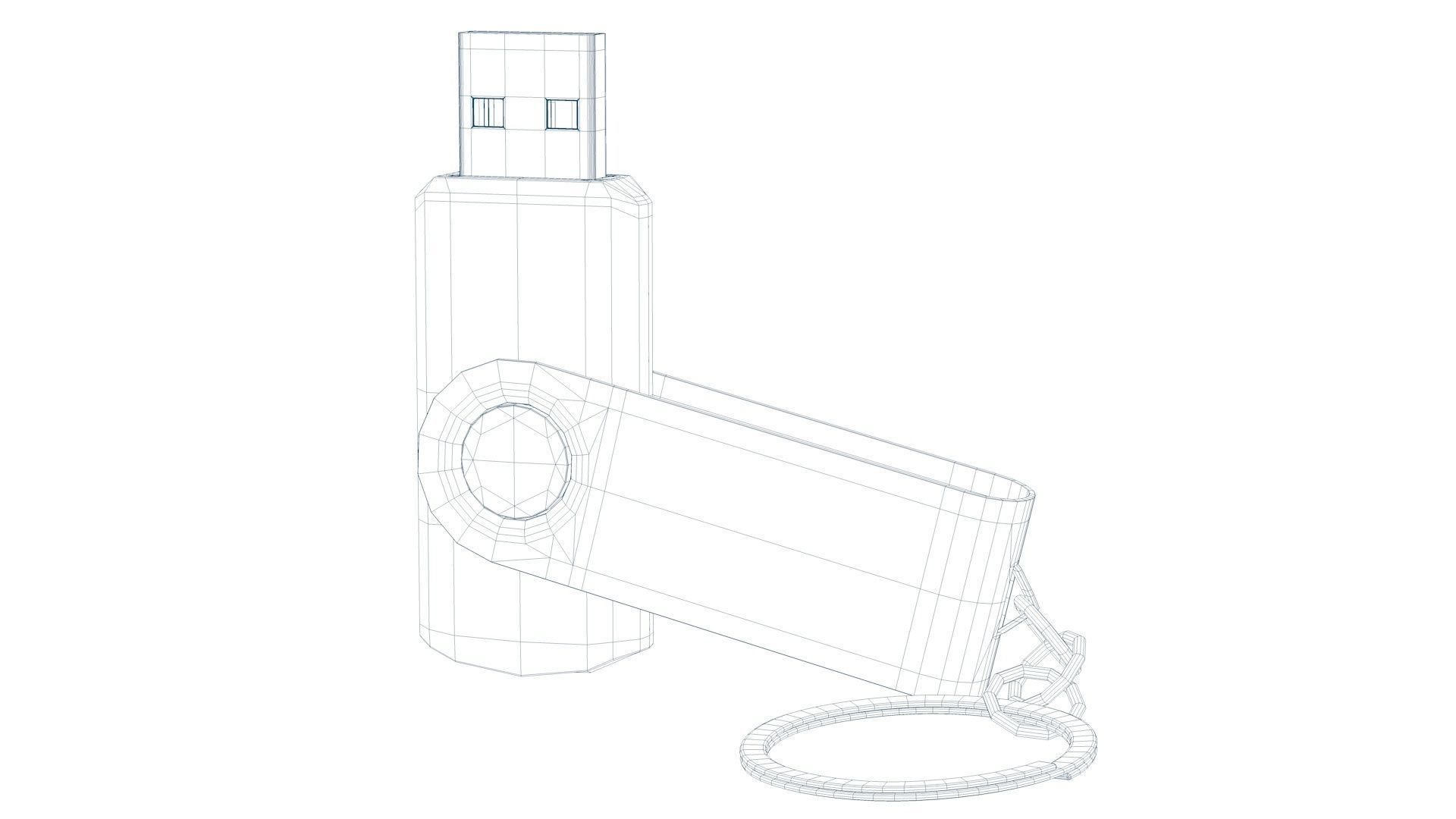 USB Stick Low and High Poly Version 3D Model Low-poly 3D model_5