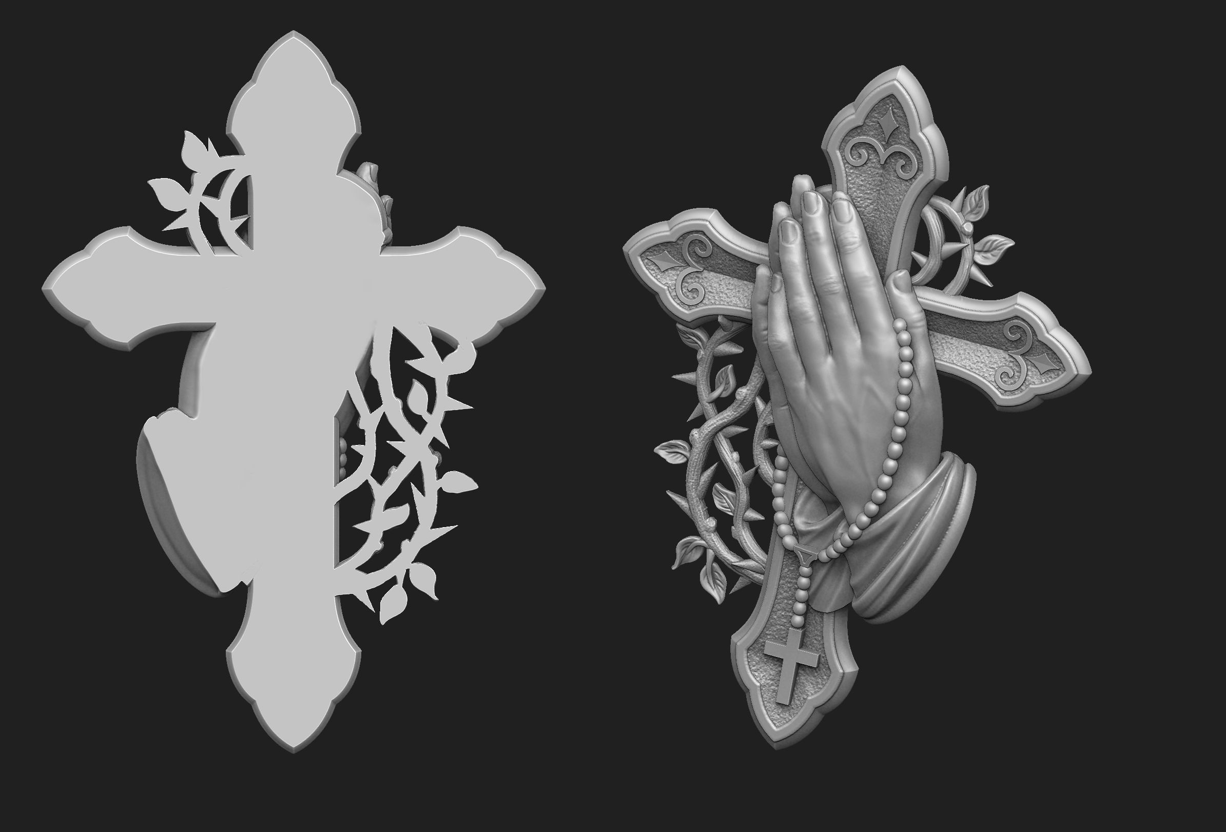 Prayer Cross 3D print model_3