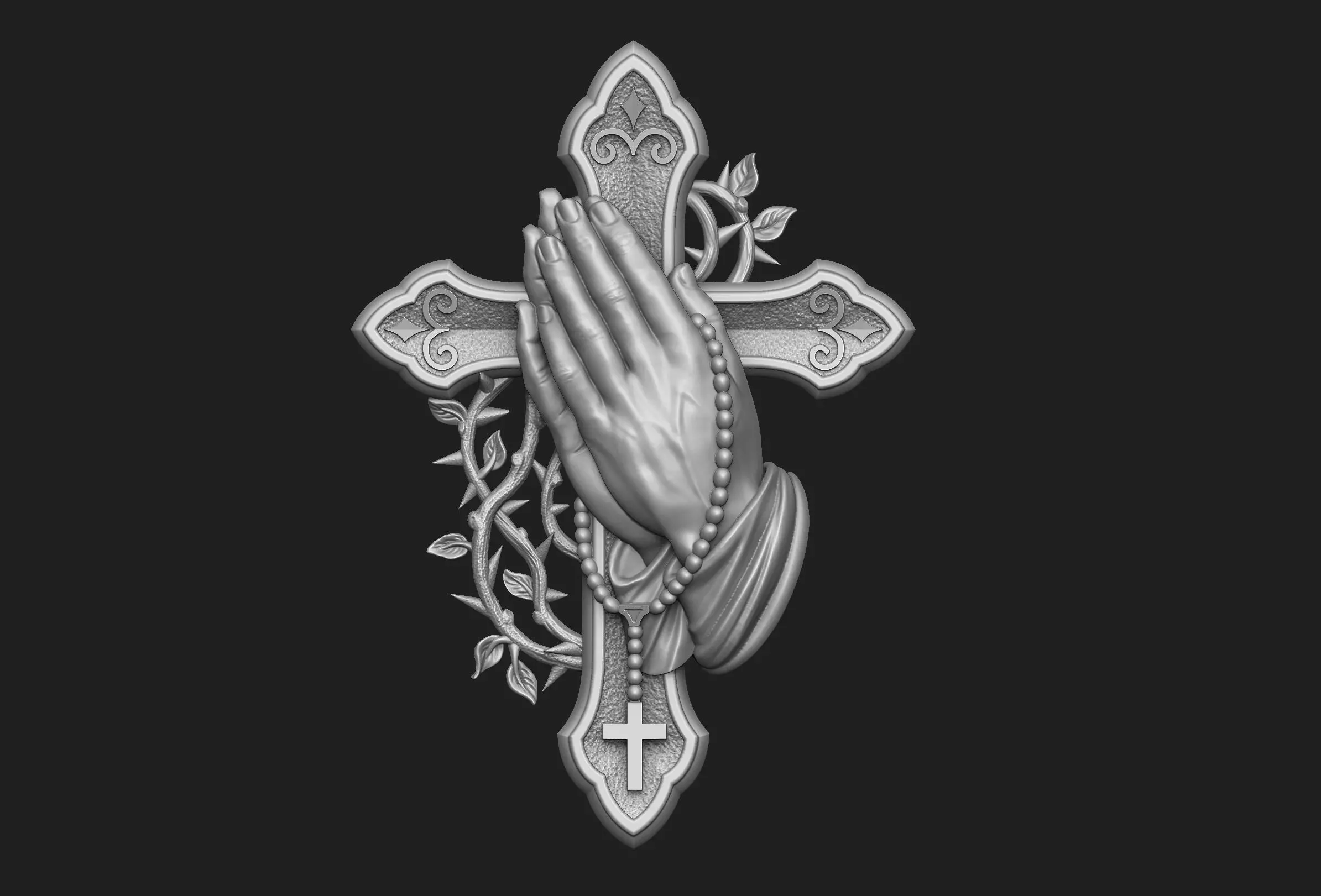 Prayer Cross 3D print model_0